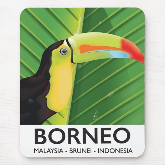 Borneo Toucan Reiseplakat Mousepad (Vorne)