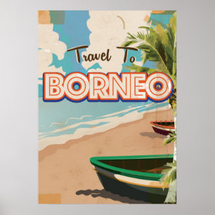 Borneo Vintage Reise Poster Kunst.