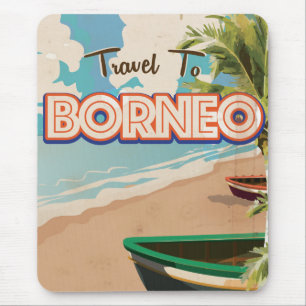 Borneo Vintage Reise Poster Kunst. Mousepad