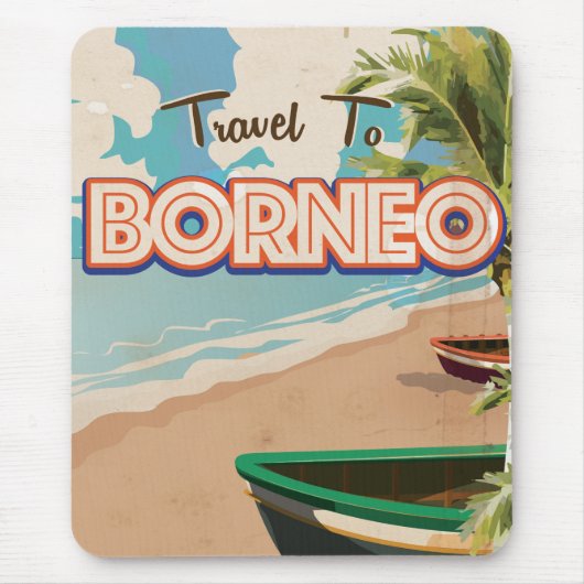 Borneo Vintage Reise Poster Kunst. Mousepad (Vorne)