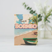 Borneo Vintage Reise Poster Kunst. Postkarte (Stehend Vorderseite)