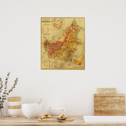 BorneoPanorama KarteBorneo Poster (Küche)