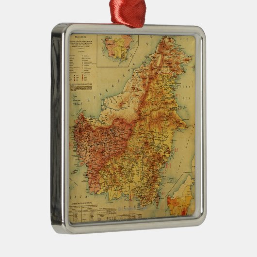 BorneoPanoramic MapBorneo Silbernes Ornament (Rechts)