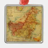 BorneoPanoramic MapBorneo Silbernes Ornament (Vorne)