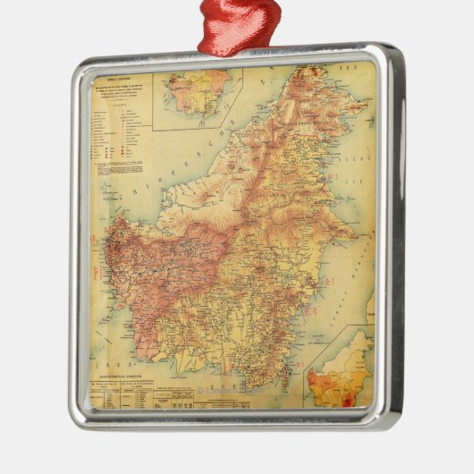 BorneoPanoramic MapBorneo Silbernes Ornament (Links)