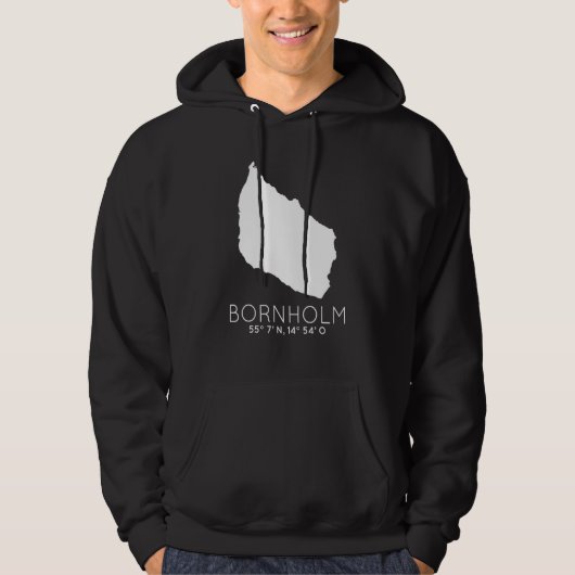 Bornholm Denmark Island Coordinates Dansk Card Hoodie (Vorderseite)