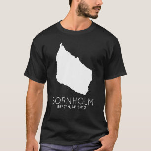 Bornholm Denmark Island Coordinates Dansk Card T-Shirt
