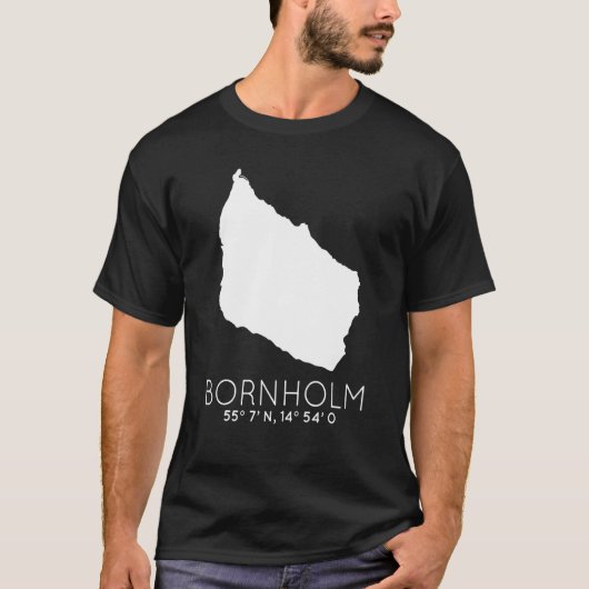 Bornholm Denmark Island Coordinates Dansk Card T-Shirt (Vorderseite)