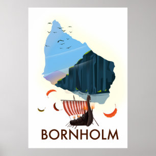 Bornholm Island Viking Map Poster