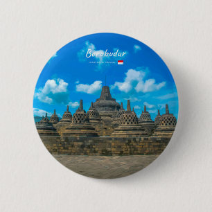 Borobudur, Indonesien - Antiker buddhistischer Tem Button
