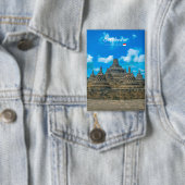 Borobudur, Indonesien - Antiker buddhistischer Tem Button (Insitu)