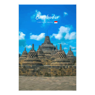Borobudur, Indonesien - Antiker buddhistischer Tem Fotodruck