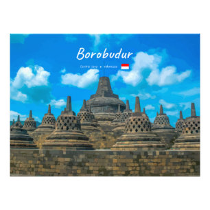 Borobudur, Indonesien - Antiker buddhistischer Tem Fotodruck