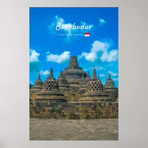 Borobudur, Indonesien - Antiker buddhistischer Tem Poster