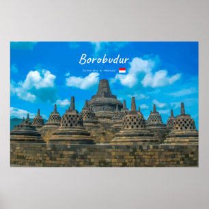 Borobudur, Indonesien - Antiker buddhistischer Tem Poster