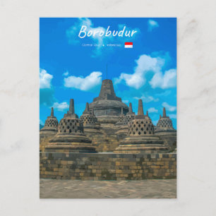 Borobudur, Indonesien - Antiker buddhistischer Tem Postkarte
