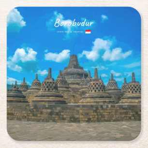 Borobudur, Indonesien - Antiker buddhistischer Tem Rechteckiger Pappuntersetzer