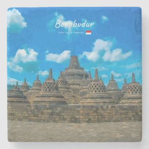 Borobudur, Indonesien - Antiker buddhistischer Tem Steinuntersetzer