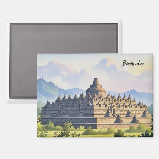 Borobudur Indonesien Reise Magnet (Vorderseite/Rückseite)