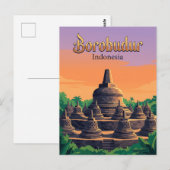 Borobudur-Tempel Indonesien Postkarte (Vorne/Hinten)