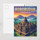 Borobudur-Tempel Indonesien Postkarte (Vorne/Hinten)