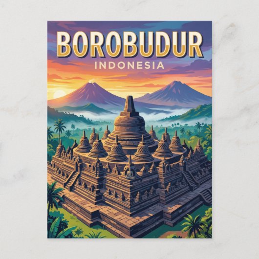 Borobudur-Tempel Indonesien Postkarte (Vorderseite)