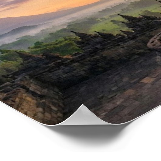 Borobudur Temple Java Indonesia Sunrise Wall Art Poster (Ecke)