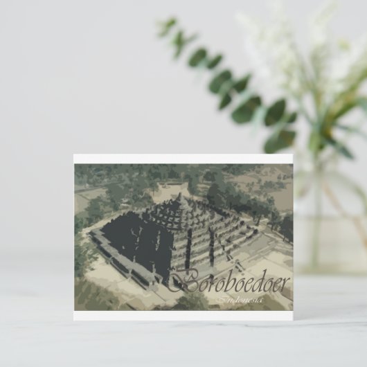 Borobudur Temple Screnary Postkarte (Stehend Vorderseite)