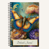 Boroke Blume und personalisierter Schmetterling Notizblock (Vorderseite)