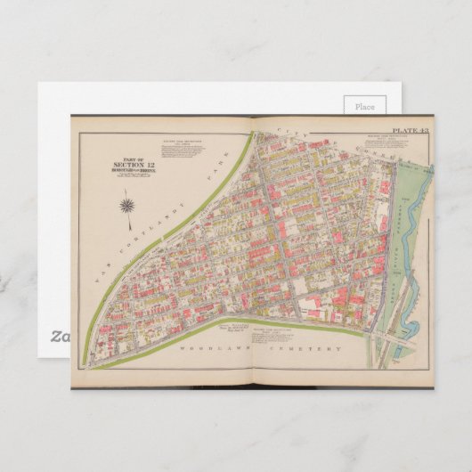 Borough of the Bronx map Postkarte (Vorne/Hinten)