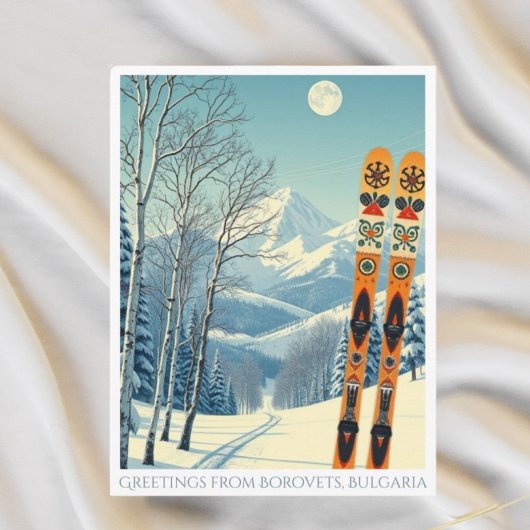 Borovets, Bulgarien Skiurlaub Retro Postcard Postkarte
