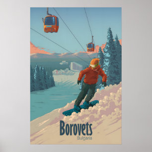 Borovets Bulgarien Snowboarden Reiseplakat Poster