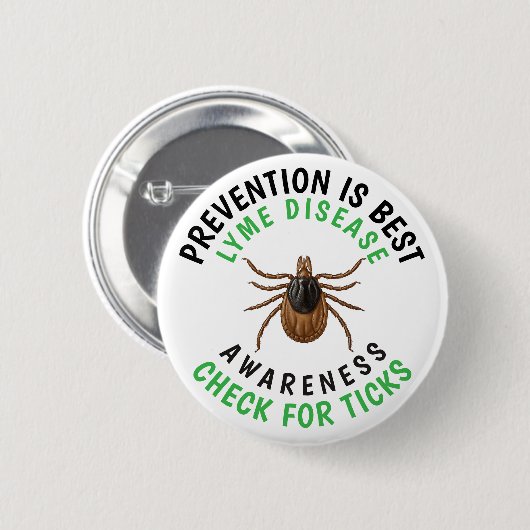Borreliose-Bewusstsein | Hirschzecke Button (Vorne & Hinten)