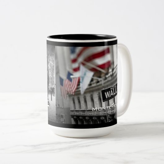 Börse-Stier-Tasse Zweifarbige Tasse (VorderseiteRechts)