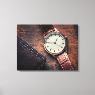 Börse und Uhr. Geschäftliche Gegenstände Leinwanddruck