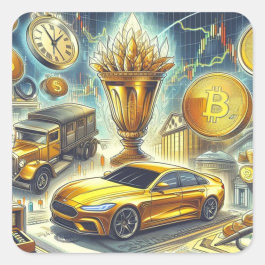 Börsenaufkleber Quadratischer Aufkleber (Vorderseite)