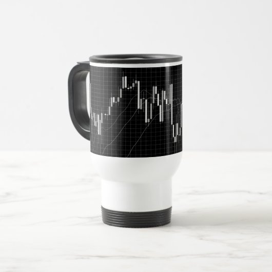 Börsendiagramm für Candlestick Reisebecher (Vorderseite Links)