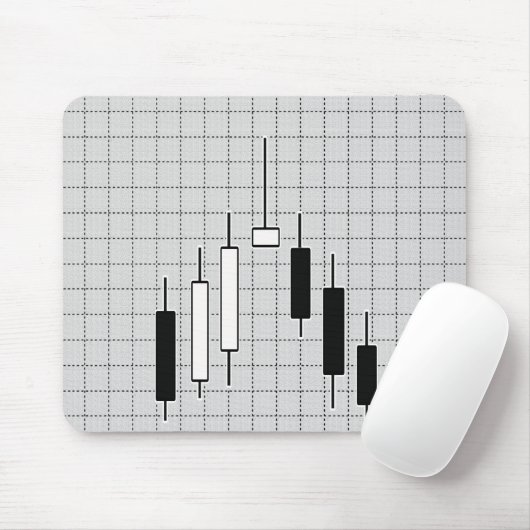 Börsendiagramm Schwarz/Weiß Mousepad (Mit Mouse)