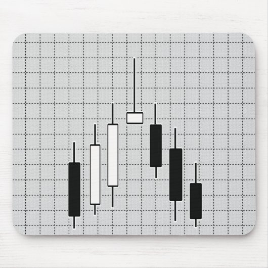Börsendiagramm Schwarz/Weiß Mousepad (Vorne)