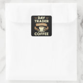 Börsenhändler einfach Kaffee-Händler hinzufügen Quadratischer Aufkleber (Tasche)