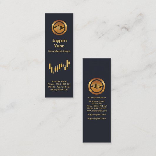 Börsenindex Graph Blue Elegance Mini Visitenkarte (Vorne/Hinten)