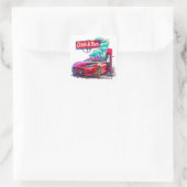 Börsenkrach & Brennen, EV Elon Musk z.B. Quadratischer Aufkleber (Tasche)