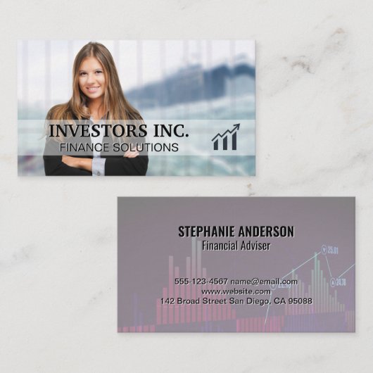 Börsenmakler | Frau im Finanzgeschäft Visitenkarte (Vorne/Hinten)