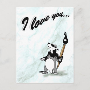 Bortel the Badger - Ich Liebe Sie Postcard Postkarte