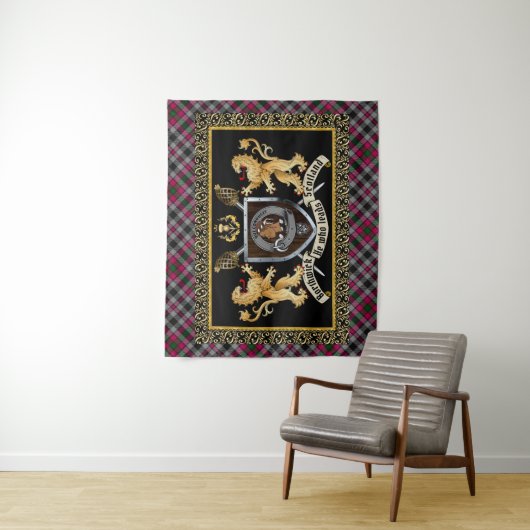 Borthwick Clan Abzeichen & Motto mit Löwen Wandteppich (Beispiel)