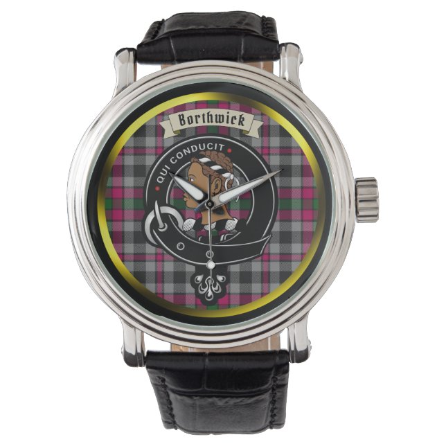 Borthwick Clan Abzeichen & Tartan Armbanduhr (Vorderseite)