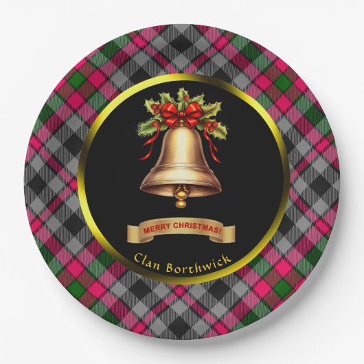 Borthwick Tartan Personalisiert Weihnachten Pappteller (Vorderseite)