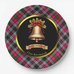 Borthwick-Tartan Weihnachten personalisiert Pappteller