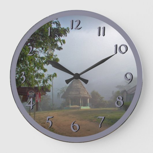 Boruca - Costa Rica Remote Village Backward Clock Große Wanduhr (Vorderseite)