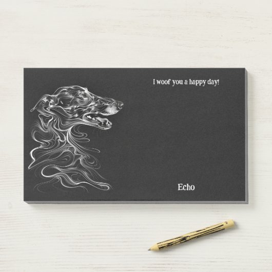 Borzoi Abstrakt Art Dog Name Post-it Klebezettel (Auf Schreibtisch)
